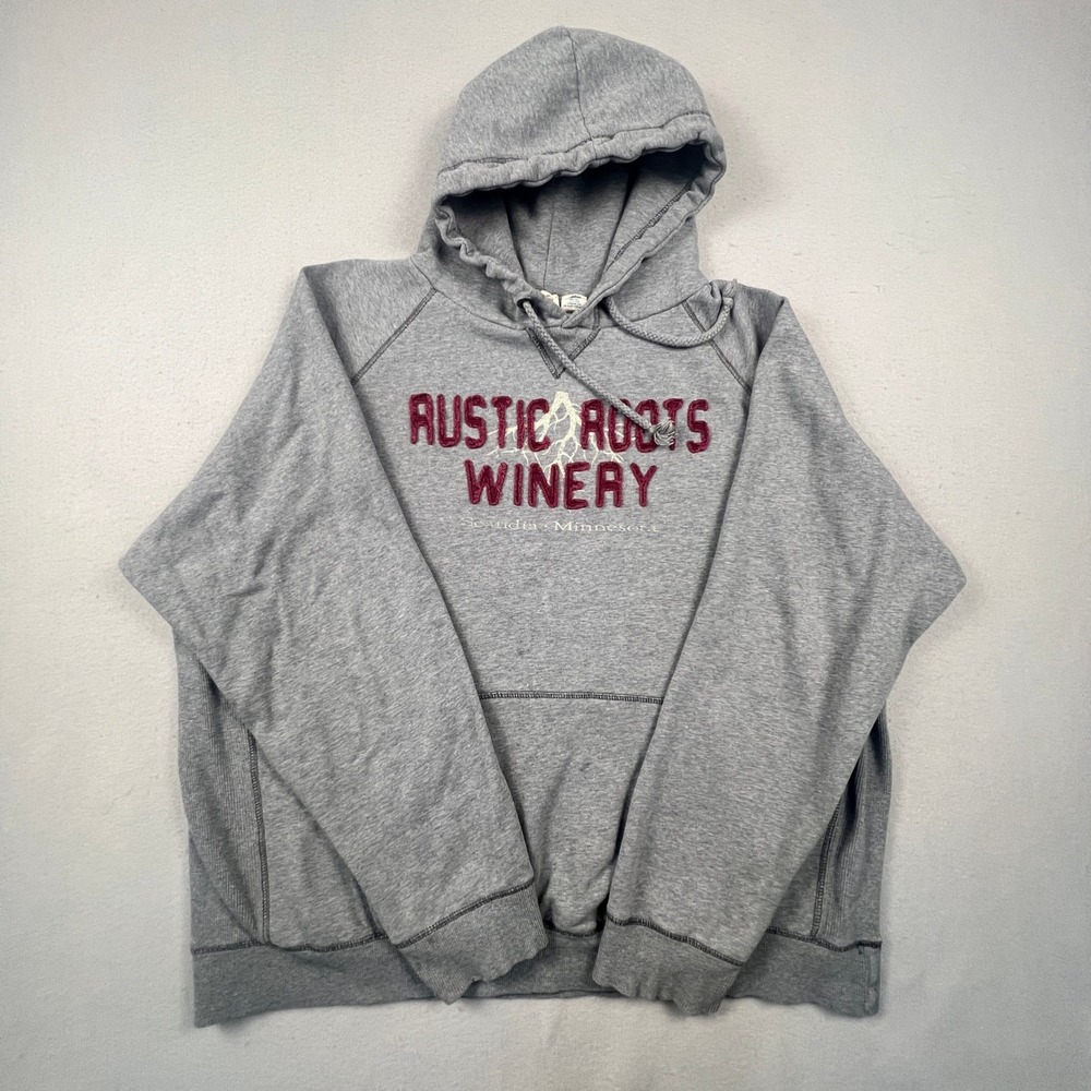 Blue 84 Hoodie Mens XXL Gray Rustic Roots Winery Minnesota Souvenir Gorpcore